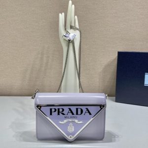 Replica Prada 1BH189 Brushed leather shoulder bag in Blue Leather