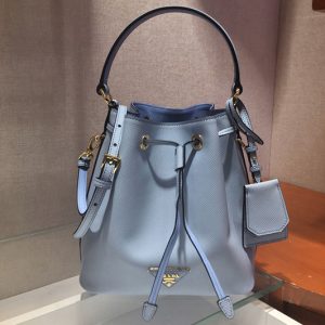 Replica Prada 1BE032 Saffiano Leather Bucket Bag in Blue Saffiano leather