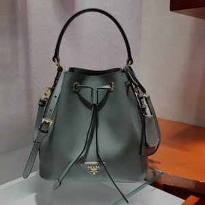 Replica Prada 1BE032 Saffiano Leather Bucket Bag in Gray Saffiano leather