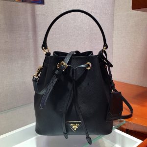 Replica Prada 1BE032 Saffiano Leather Bucket Bag in Black Saffiano leather