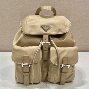 Replica Prada 1BZ677 Small Re-Nylon backpack in Beige Nylon