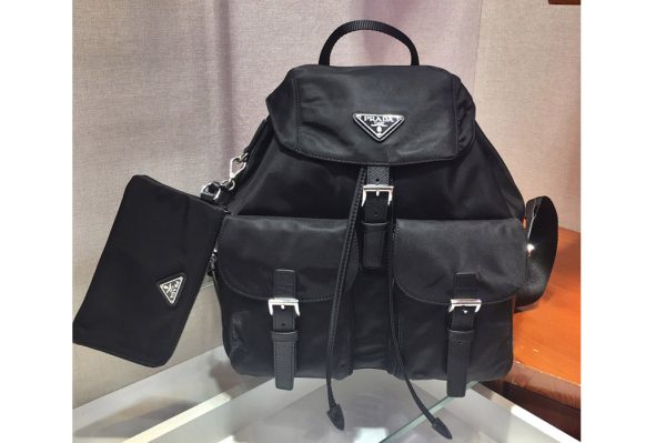 Replica Prada 1BZ811 Re-Nylon medium backpack in Black Nylon