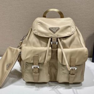 Replica Prada 1BZ811 Re-Nylon medium backpack in Beige Nylon