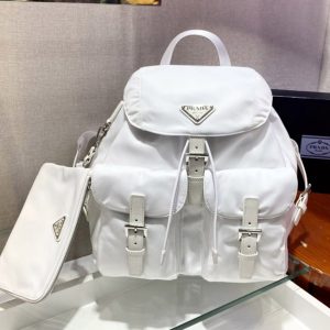 Replica Prada 1BZ811 Re-Nylon medium backpack in White Nylon