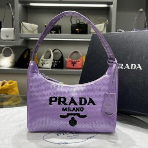 Replica Prada 1NE515 Re-Edition 2000 sequined Re-Nylon mini-bag in Black/Lily Fabric