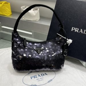 Replica Prada 1NE515 Re-Edition 2000 sequined Re-Nylon mini-bag in Black Fabric