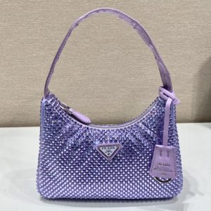 Replica Prada 1NE515 Satin mini-bag with artificial crystals in Purple Fabric