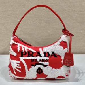 Replica Prada 1NE515 Re-Edition 2000 embroidered drill mini bag in Red/White Fabric