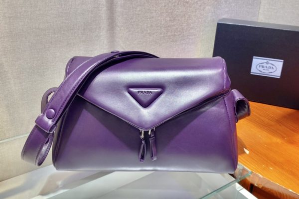 Replica Prada 1BC165 Padded nappa leather Prada Signaux bag in Purple nappa leather