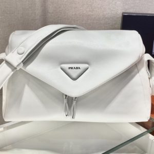 Replica Prada 1BC165 Padded nappa leather Prada Signaux bag in White nappa leather