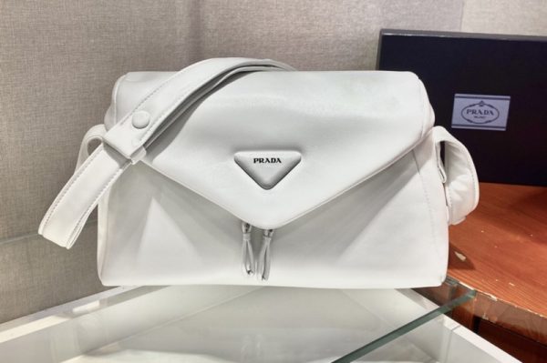 Replica Prada 1BC165 Padded nappa leather Prada Signaux bag in White nappa leather