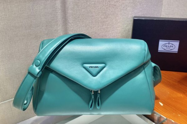 Replica Prada 1BC165 Padded nappa leather Prada Signaux bag in Green nappa leather