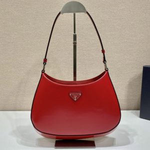 Replica Prada 1BC499 Prada Cleo brushed leather shoulder bag in Red Leather