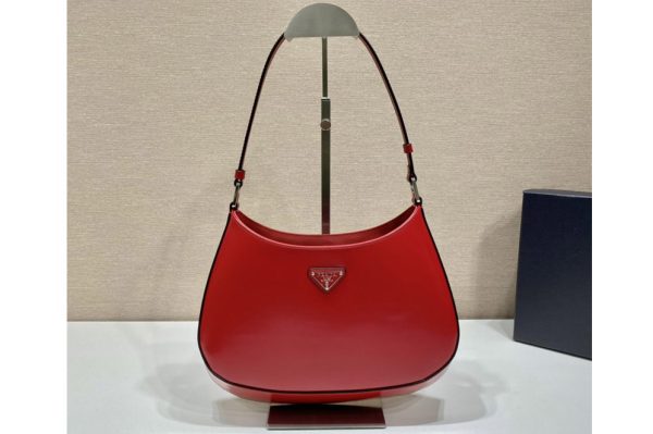 Replica Prada 1BC499 Prada Cleo brushed leather shoulder bag in Red Leather