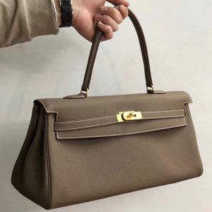 Replica Hermes 42cm Kelly Shoulder Bag in Gray Togo Leather