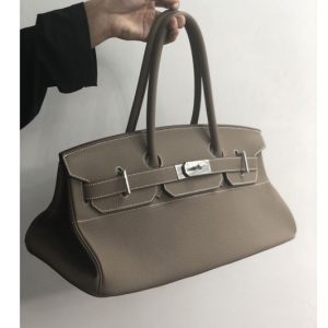 Replica Hermes 42cm Birkin Shoulder Bag in Gray Togo Leather