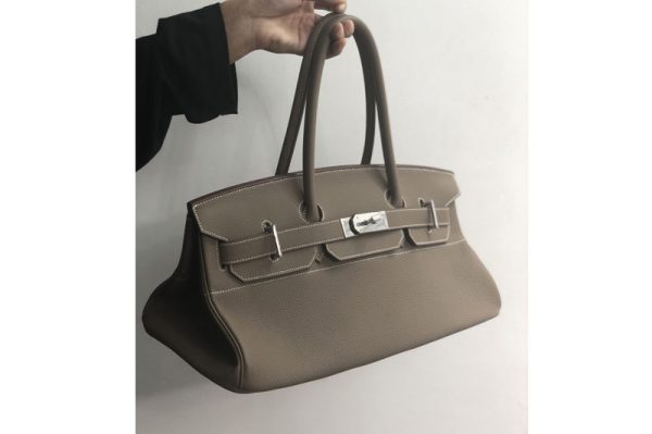 Replica Hermes 42cm Birkin Shoulder Bag in Gray Togo Leather