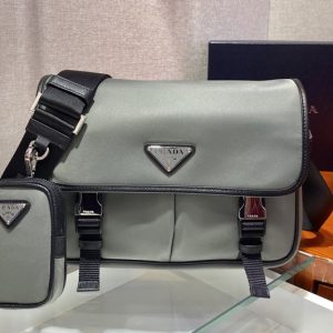 Replica Prada 2VD769 Nylon shoulder bag with Strap in Gray nylon