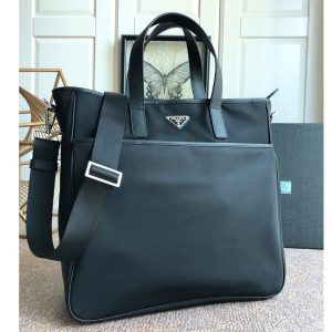 Replica Prada 2VG032 Nylon And Saffiano Leather Tote bag in Black Nylon and Leahter