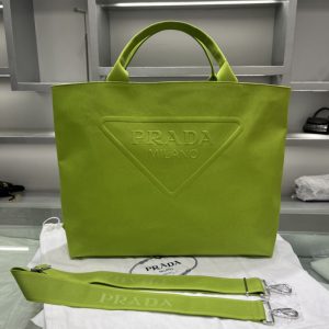 Replica Prada 2VG081 Canvas tote bag on Green Fabric