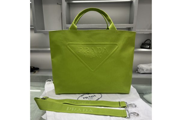 Replica Prada 2VG081 Canvas tote bag on Green Fabric