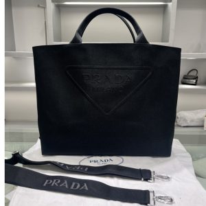 Replica Prada 2VG081 Canvas tote bag on Black Fabric