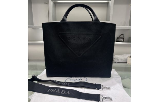 Replica Prada 2VG081 Canvas tote bag on Black Fabric