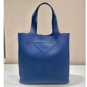 Replica Prada 2VG092 Leather tote bag in Blue Leather