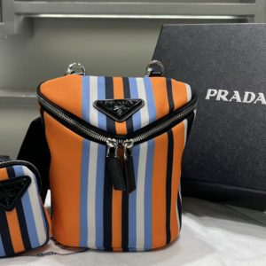 Replica Prada 2VH147 Printed canvas shoulder bag on Orange Fabric