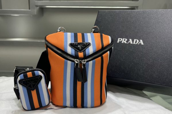 Replica Prada 2VH147 Printed canvas shoulder bag on Orange Fabric