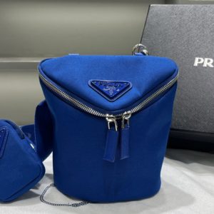 Replica Prada 2VH147 Canvas shoulder bag on Blue Fabric