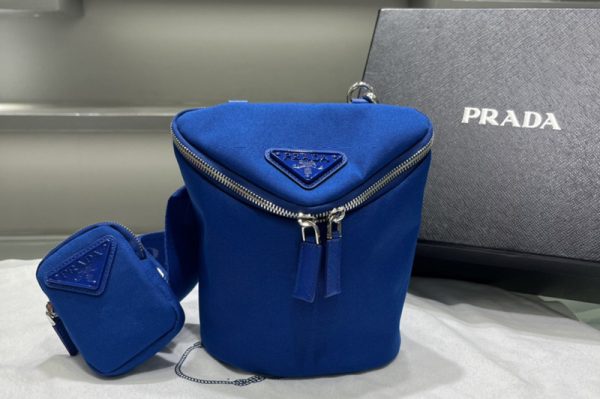 Replica Prada 2VH147 Canvas shoulder bag on Blue Fabric