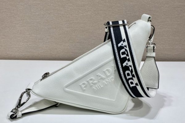 Replica Prada 2VH155 Saffiano Prada Triangle bag in White Leather