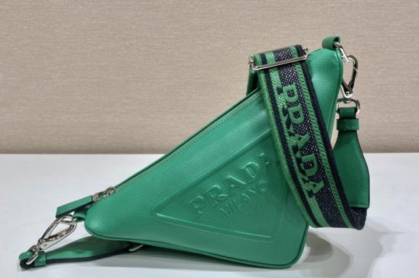 Replica Prada 2VH155 Saffiano Prada Triangle bag in Green Leather