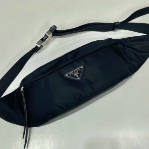 Replica Prada 2VL034 Re-Nylon and Saffiano leather belt bag On Black Nylon