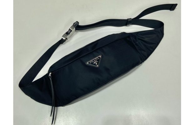 Replica Prada 2VL034 Re-Nylon and Saffiano leather belt bag On Black Nylon