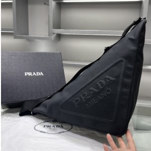 Replica Prada 2VY007 Canvas Prada Triangle bag on Black Fabric