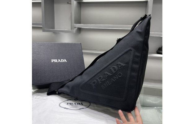 Replica Prada 2VY007 Canvas Prada Triangle bag on Black Fabric