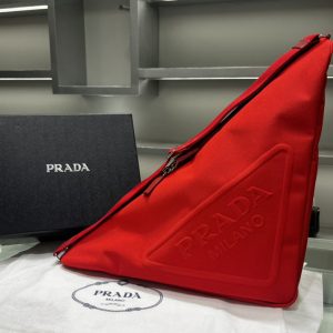 Replica Prada 2VY007 Canvas Prada Triangle bag on Red Fabric