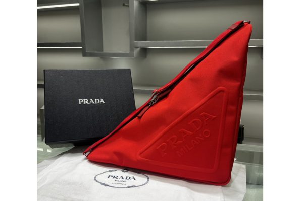 Replica Prada 2VY007 Canvas Prada Triangle bag on Red Fabric