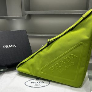 Replica Prada 2VY007 Canvas Prada Triangle bag on Green Fabric