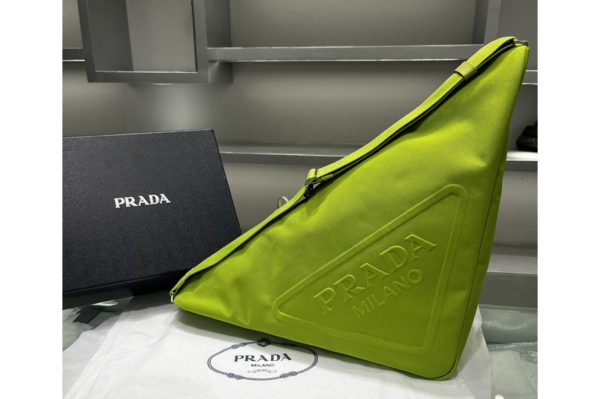 Replica Prada 2VY007 Canvas Prada Triangle bag on Green Fabric