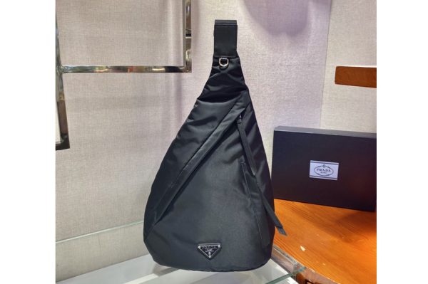 Replica Prada 2VZ092 Re-Nylon and leather backpack in Black Nylon