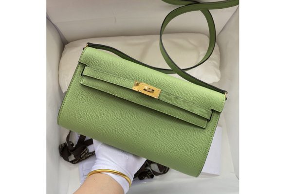 Replica Hermes Kelly Classique To Go Woc Wallet In Green Epsom Leather With Gold Buckle