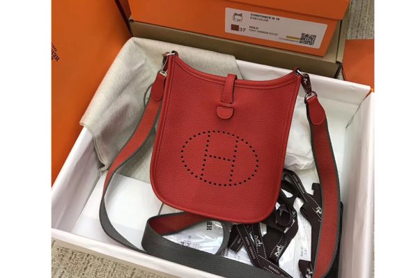 Replica Hermes Evelyne Mini Bag in Red Togo Leather