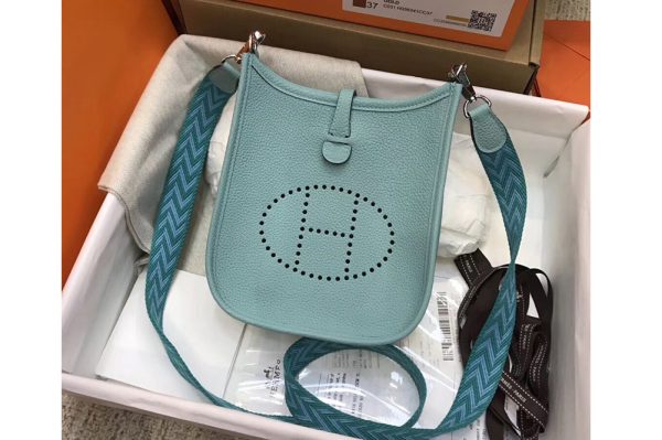 Replica Hermes Evelyne Mini Bag in Light Blue Togo Leather