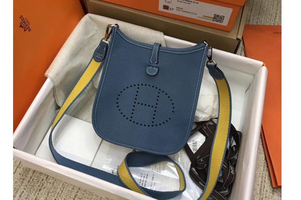 Replica Hermes Evelyne Mini Bag in Denim Blue Togo Leather