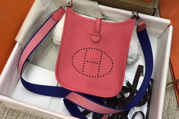 Replica Hermes Evelyne Mini Bag in Dark Pink Togo Leather