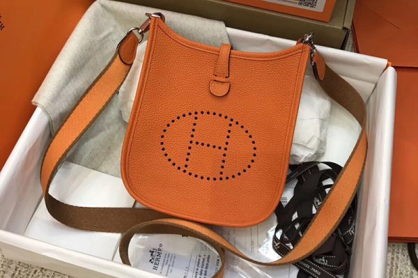 Replica Hermes Evelyne Mini Bag in Orange Togo Leather