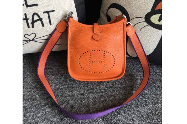 Replica Hermes Evelyne Mini Bag in Orange Togo Leather